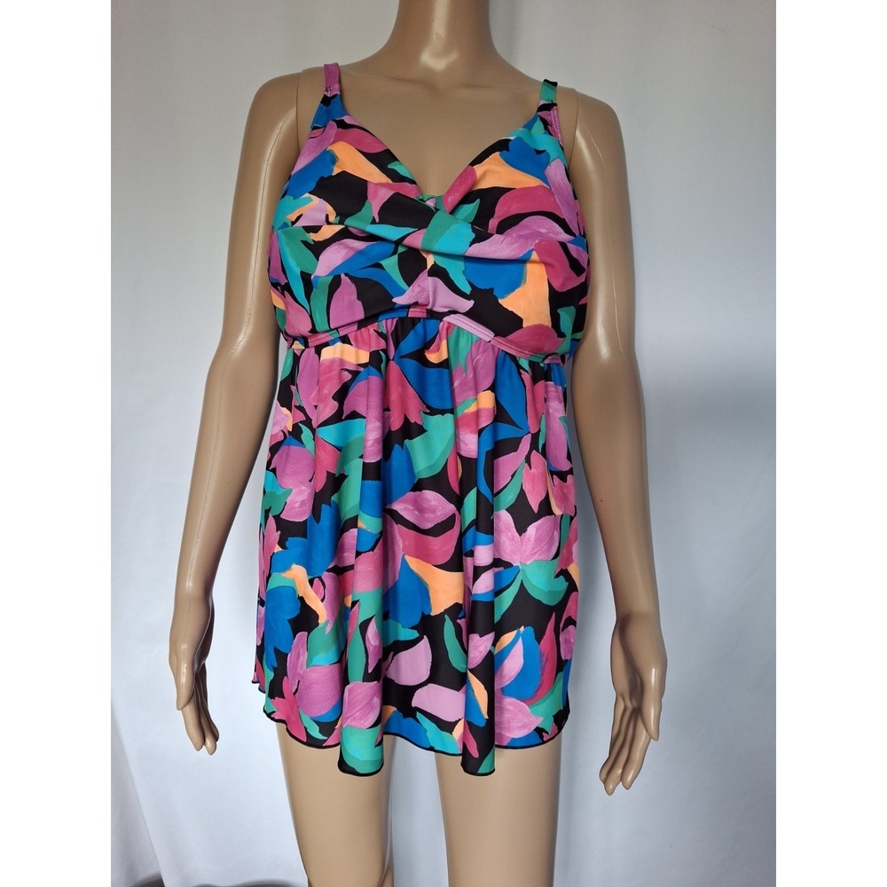 RELLECIGA Women's Swimsuit‎  V-Neck Tankini Top  One Piece Size 3XL